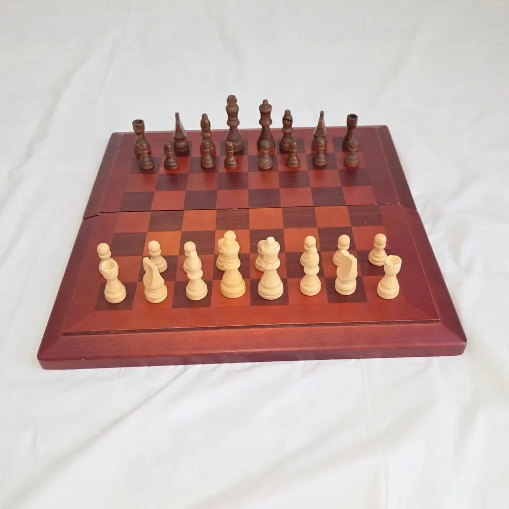 Cardinal Chess & Checkers Set Folding Board Wooden Pieces Complete Game